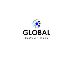 Global Tech Logo With Line Art Style and Molecule