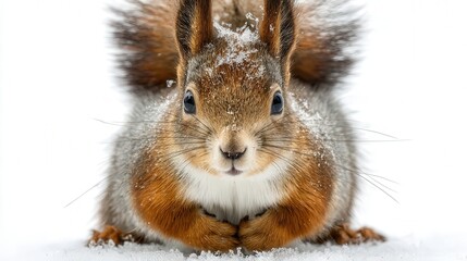 Obraz premium Winter squirrel isolated on white background