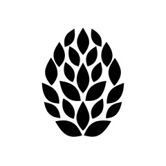 Abstract leaves forming egg shape art on transparent background silhouette