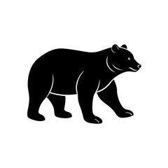 Silhouette of a walking black bear on transparent background