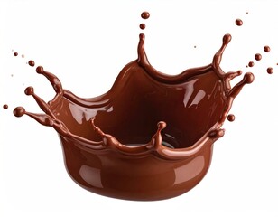 Brown liquid crown splash on white background