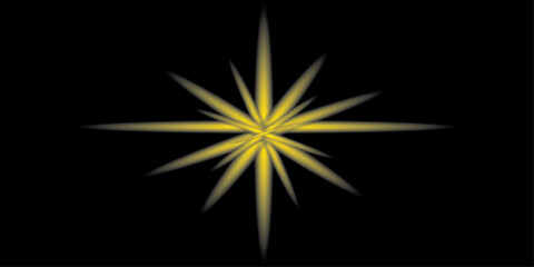 Fototapeta premium vector illustration of a glowing star. Gold star on a dark background with glitter. Gold star on a festive blue background with bokeh.