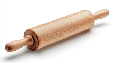 Wooden rolling pin isolated on white background