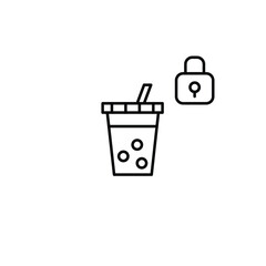 Bubble tea and lock. Cafe loyalty program. Pixel perfect, editable stroke vector icon