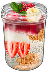 Chia Seed Pudding with Fruits and Granola Illustration