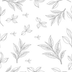 tea leaves pattern background. green leaves vector pattern background. Green tea leaf seamless pattern. seamless patterns with green leaves of tea
