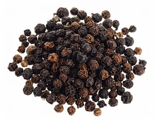 Pile of small, dried, wrinkly, black peppercorns