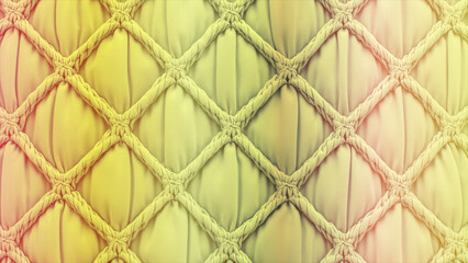 Obraz premium Abstract background featuring a luxurious quilted texture with a diamond pattern, showcasing a soft padded surface in a vibrant gradient of yellow and green hues for elegant designs