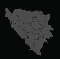 Dark map of Bosnia and Herzegovina vector illustration
