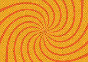 Orange and yellow spiral background with halftone dots
