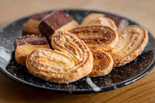Schweineohrchen and German cookies on plate