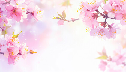 Obraz premium 桜の水彩画,桜満開の春の風景, AI生成画像