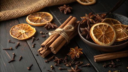 Warm cinnamon sticks and citrus spice for holiday baking