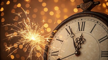Sparkling New Year's Eve clock counting down warmly