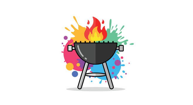 Summer grilling with this vibrant BBQ illustration, perfect for party invites and food promotions, sure to bring the heat
