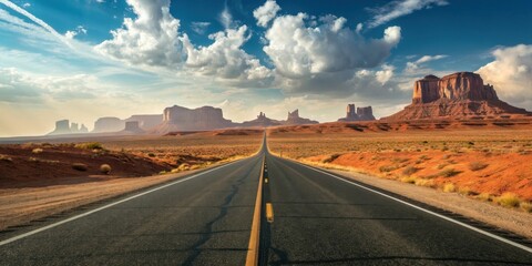 Scenic desert road trip across Monument Valley