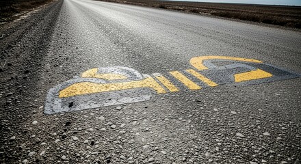 Asphalt Road Surface Featuring Directional Markings With Lines and Arrows