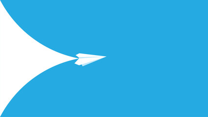 Paper plane flying on blue background