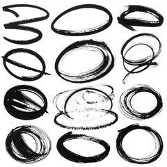 Brushstroke circles, ellipses, and swirls