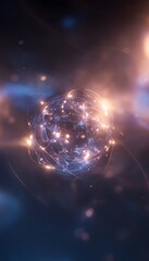 Obraz premium A luminous molecule planet glows within a cosmic nebula inspiring futuristic scientific discovery