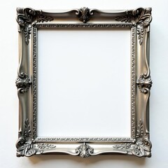 Intricate silver filigree frame, ornate details on white , handcrafted, decor