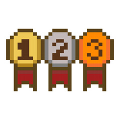 Fototapeta premium Pixel Art Medals Representing Ranks