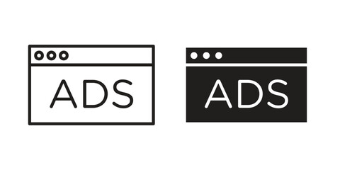 Ad icons of black colored in various styles