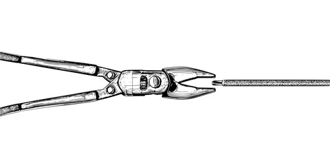 Stylish, sleek precision pliers minimalist world | Clean, isolated vector art for creative projects.