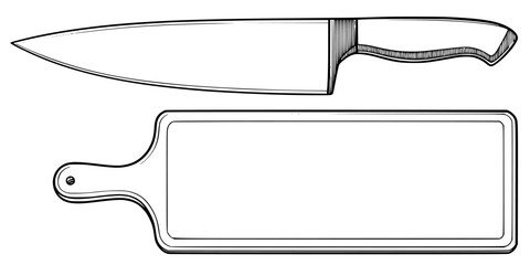 Silhouette sleek chef's knife handle blade black white | Clean, isolated vector art for creative projects.