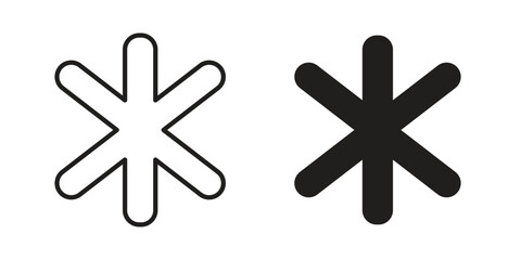 Asterisk icons of black colored in various styles