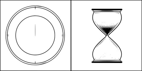 Fototapeta premium Ticking Time: Essence Time Black White | Clean, isolated vector art for creative projects.