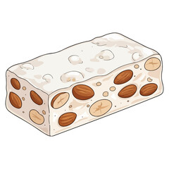 Traditional Italian Christmas Torrone Nougat Vector Illustration 