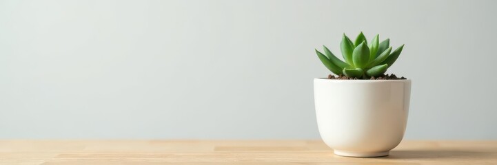 Thin wood frame, small succulent in white pot , home, simple