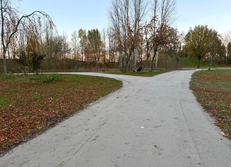 Handewitt, Germany. New walking path for people at Buerger park