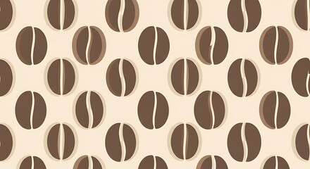 Coffee bean pattern repeating on a light beige background.
