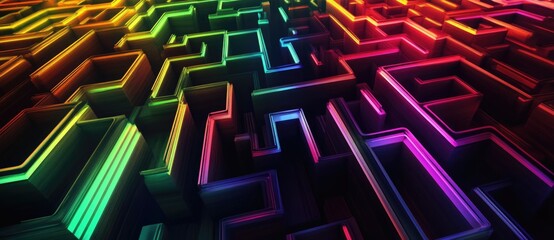 Colorful maze design with neon lighting effects