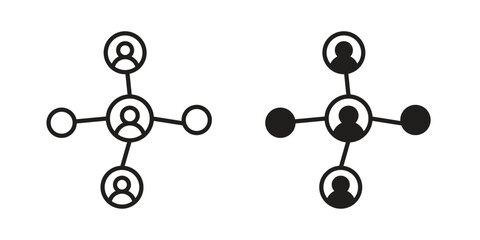 Chart network icons of black colored in various styles