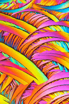 Vibrant salicylic acid crystals showcasing unique patterns