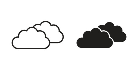 Cloud icons of black colored in various styles