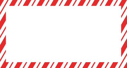 Fototapeta na wymiar Candy cane christmas frame with blank space. Christmas border frame. Merry Christmas Candy cane rectangle frame card elements decoration. New Year picture frame ribbon. Xmas striped border
