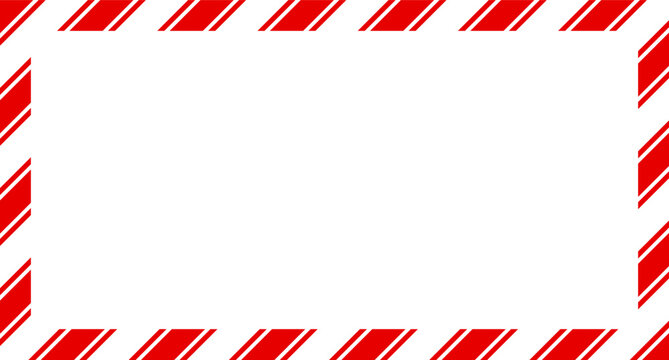 Candy cane christmas frame with blank space. Christmas border frame. Merry Christmas Candy cane rectangle frame card elements decoration. New Year picture frame ribbon. Xmas striped border