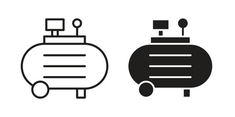Compressor icons of black colored in various styles