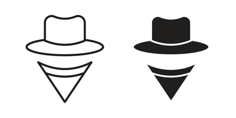 Cowboy icons of black colored in various styles