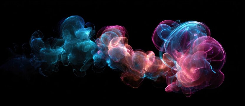Colorful smoke swirl in dark background