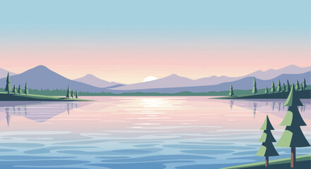 lake with vector style