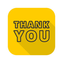 Thank you with long shadow icon isolated on transparent background