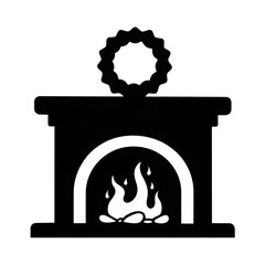 Cozy Fireplace Silhouette: A festive fireplace silhouette, adorned with a decorative wreath, radiates warmth and holiday cheer, perfect for creating a cozy atmosphere.