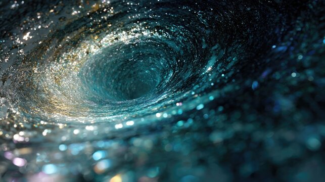 Swirling water vortex with sparkling reflections - Powered by Adobe