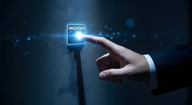 Finger pushing a glowing health button in a dark environment