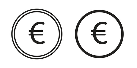 Euro icons of black colored in various styles